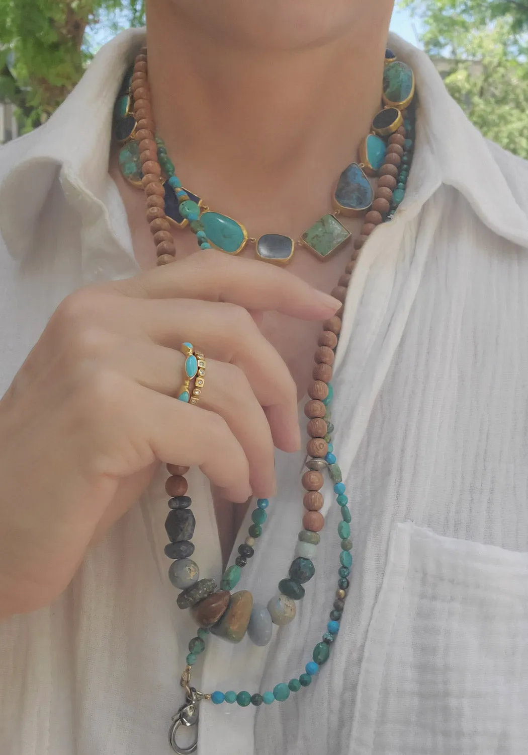 Catherine Michiels Jasper Turquoise Sandlewood Necklace