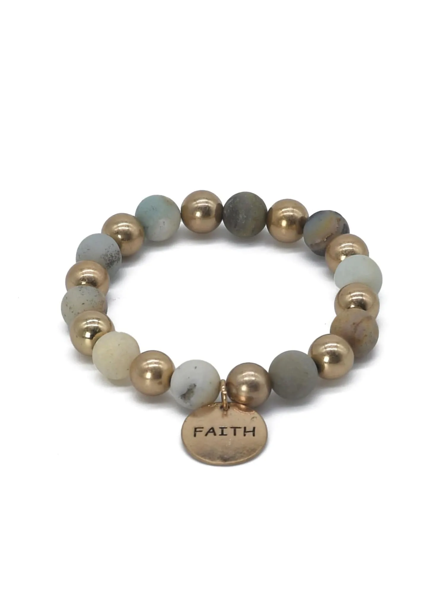 CB2130 Faith Charm Semi Precious Bracelet