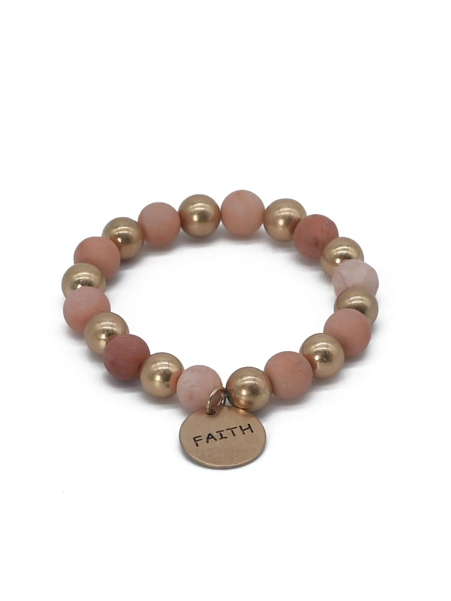 CB2130 Faith Charm Semi Precious Bracelet