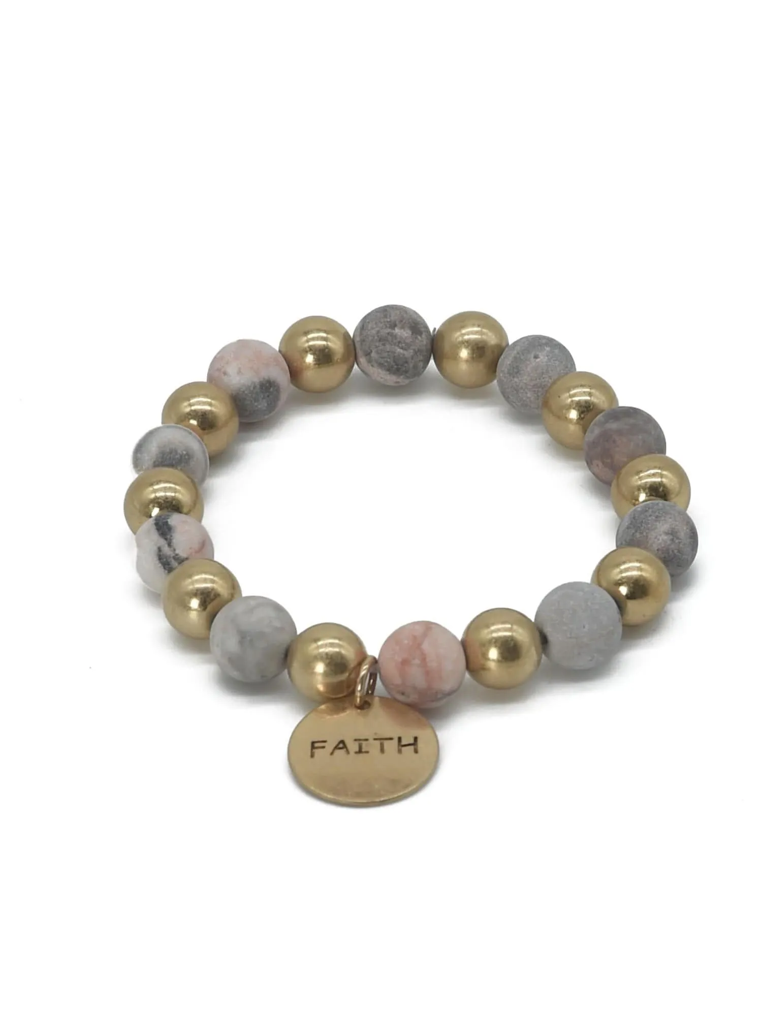 CB2130 Faith Charm Semi Precious Bracelet