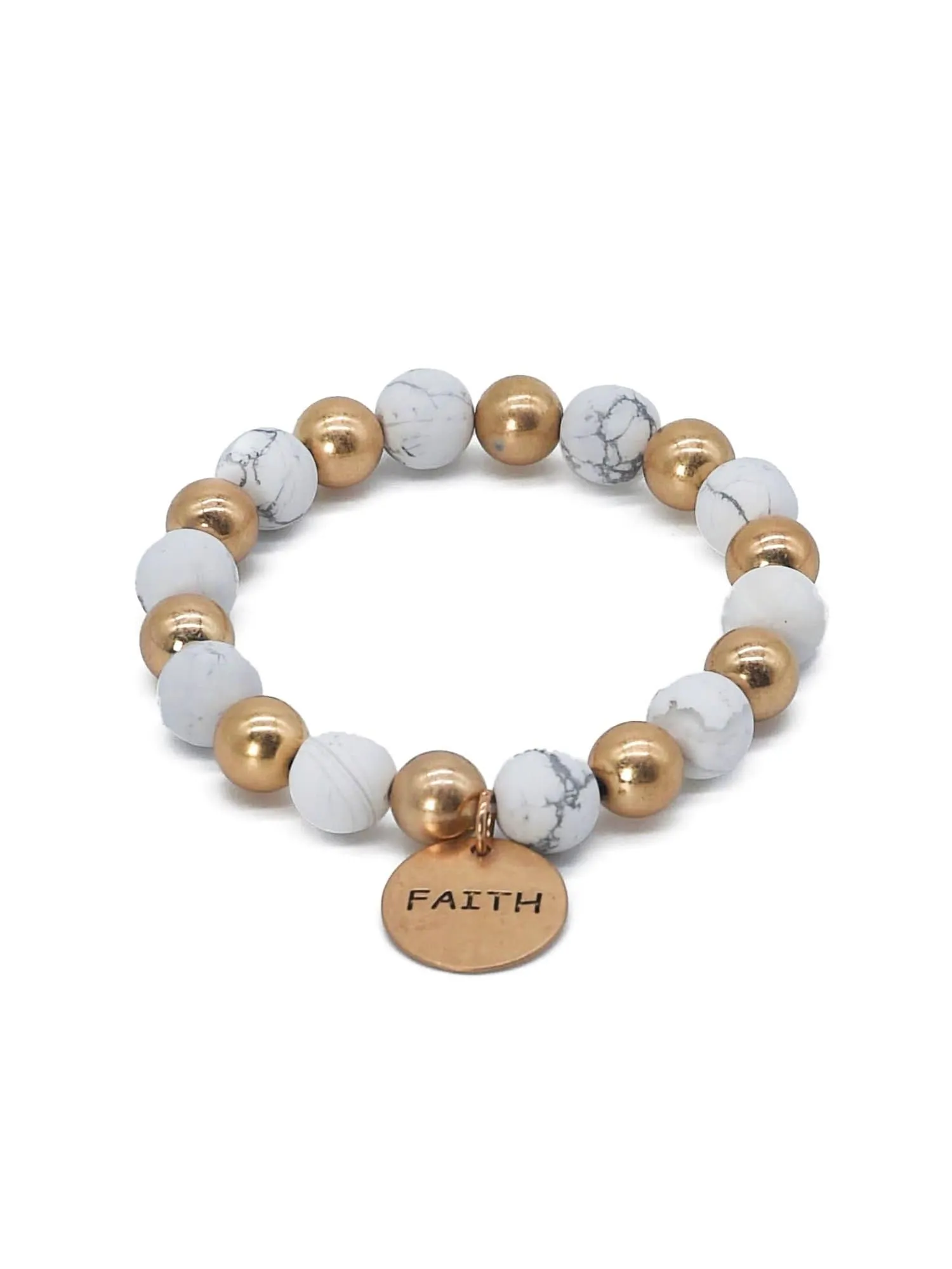 CB2130 Faith Charm Semi Precious Bracelet