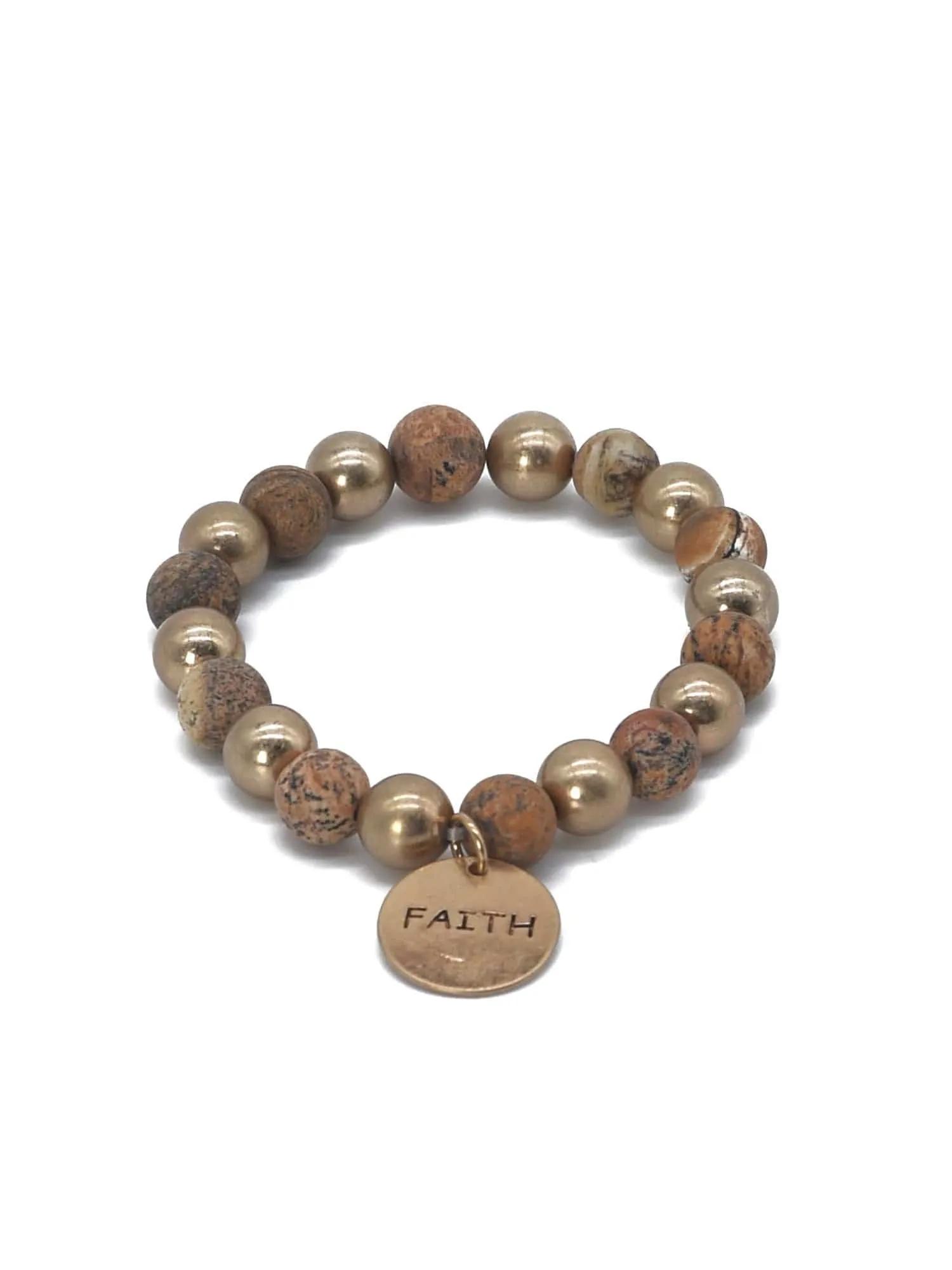 CB2130 Faith Charm Semi Precious Bracelet