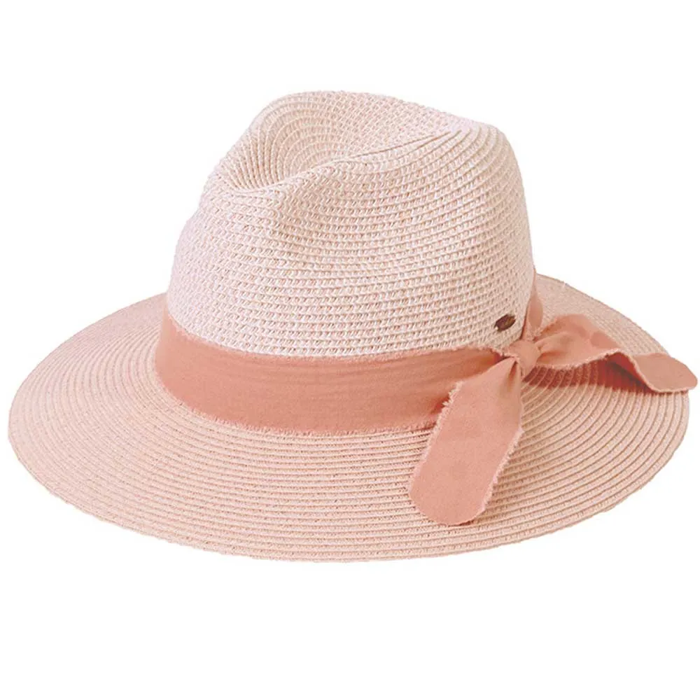 C.C Frayed Bow Trim Band Panama Hat