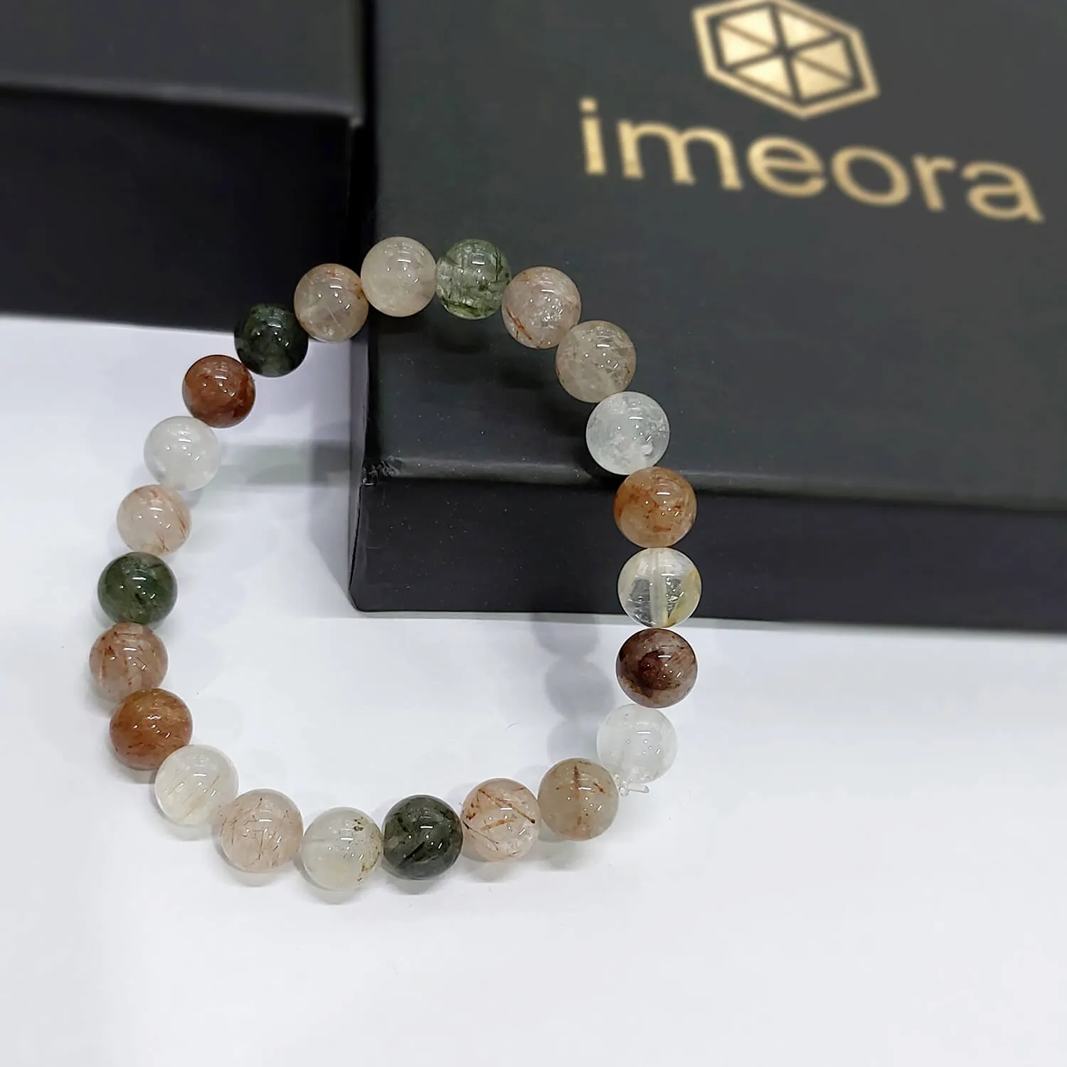 Certified Multi Rutile 8mm Natural Stone Bracelet