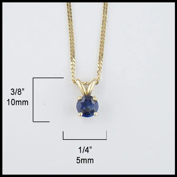 Ceylon Sapphire Solitaire Pendant