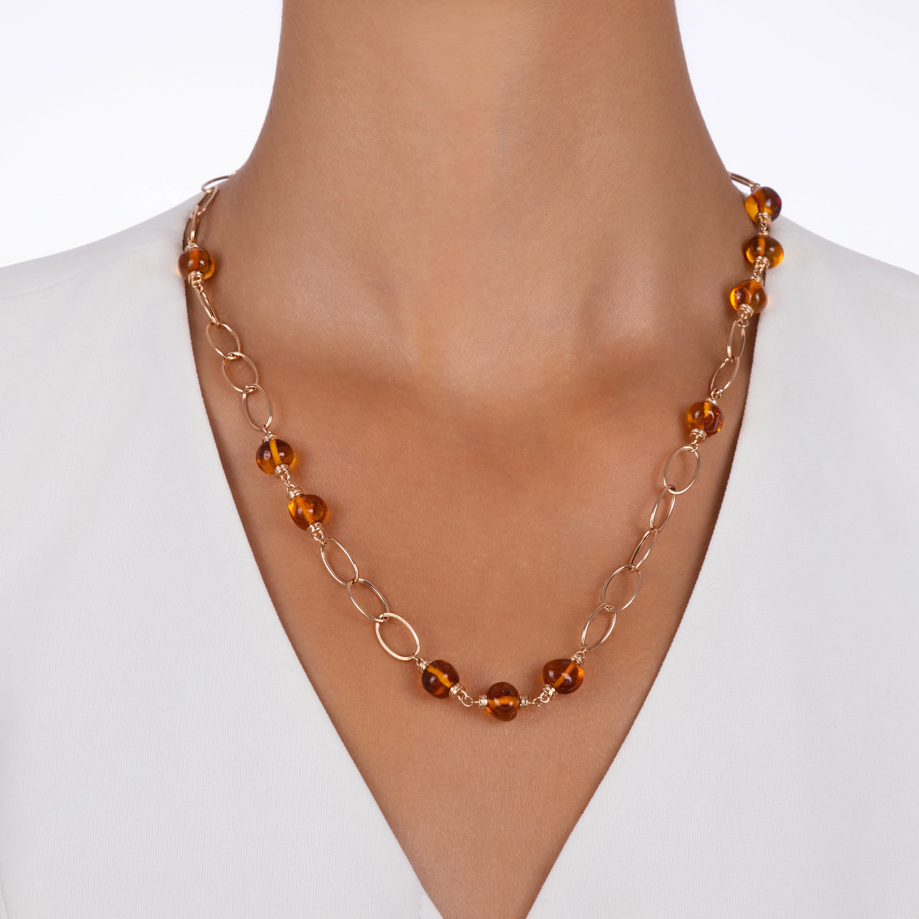 CHAIN AMBER GOLD NECKLACE