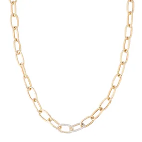 Chain Link Necklace with Double Pave Links