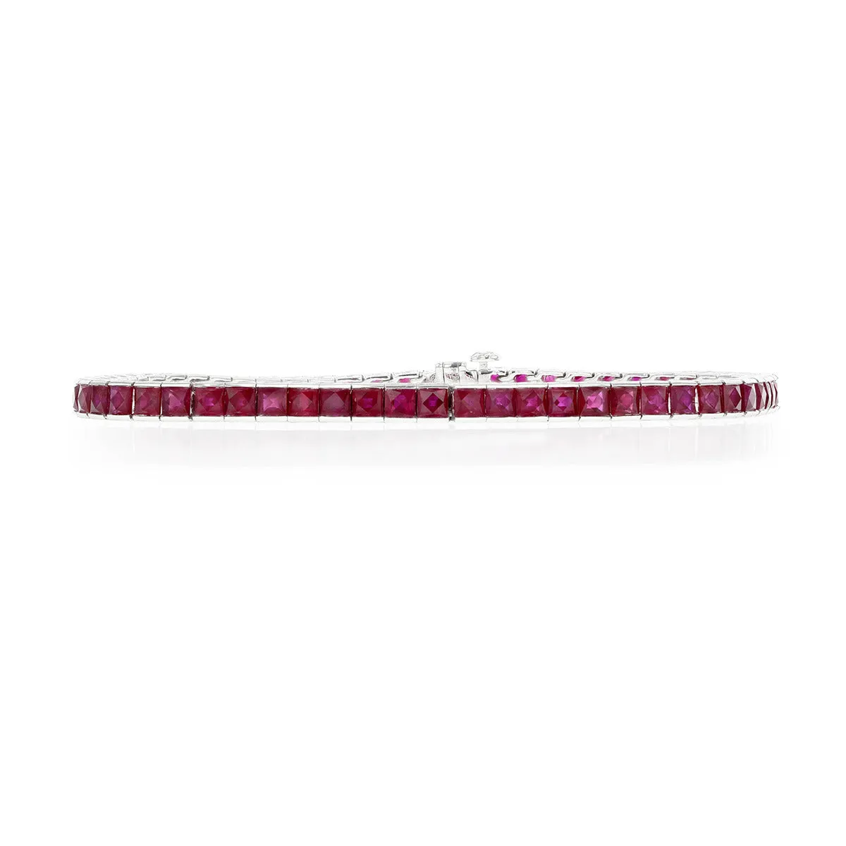 Channel-Set Square Ruby 7-Inch Line Bracelet