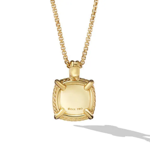 Chatelaine Pavé Bezel Pendant Necklace in 18K Yellow Gold with Champagne Citrine and Diamonds, 14mm