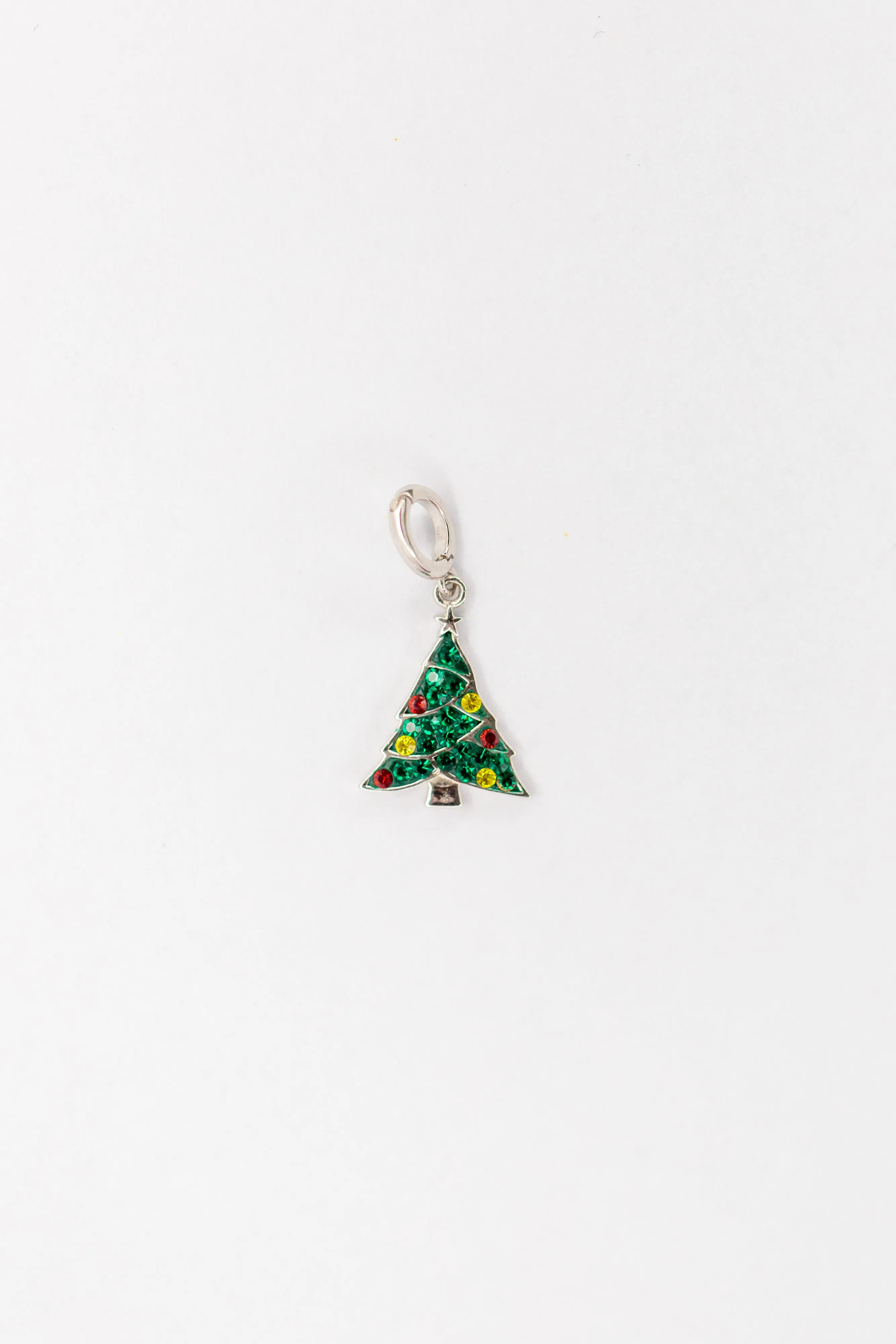 Christmas Tree Crystal Sterling Silver Charm