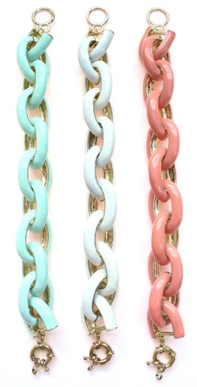 Chunky Enamel Chain Link Bracelets- 3 Color Options