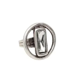 Circle Design with Gem Pewter Ring