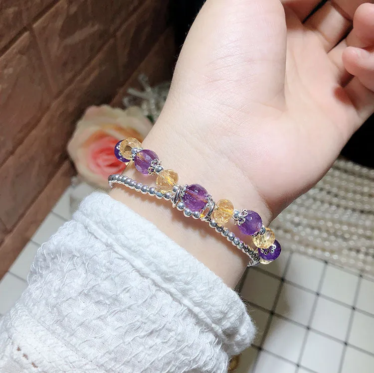 Citrine Amethyst Double-layer Bracelet