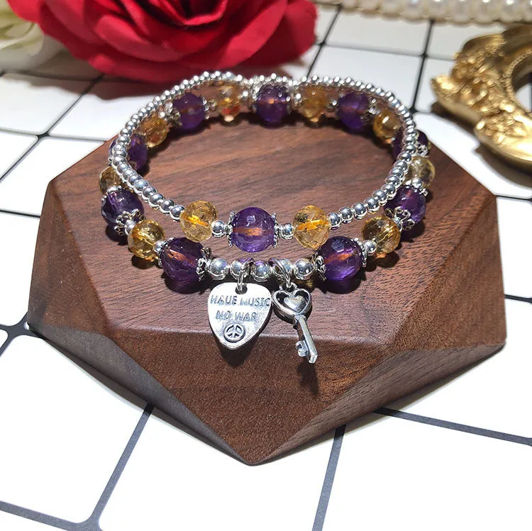 Citrine Amethyst Double-layer Bracelet