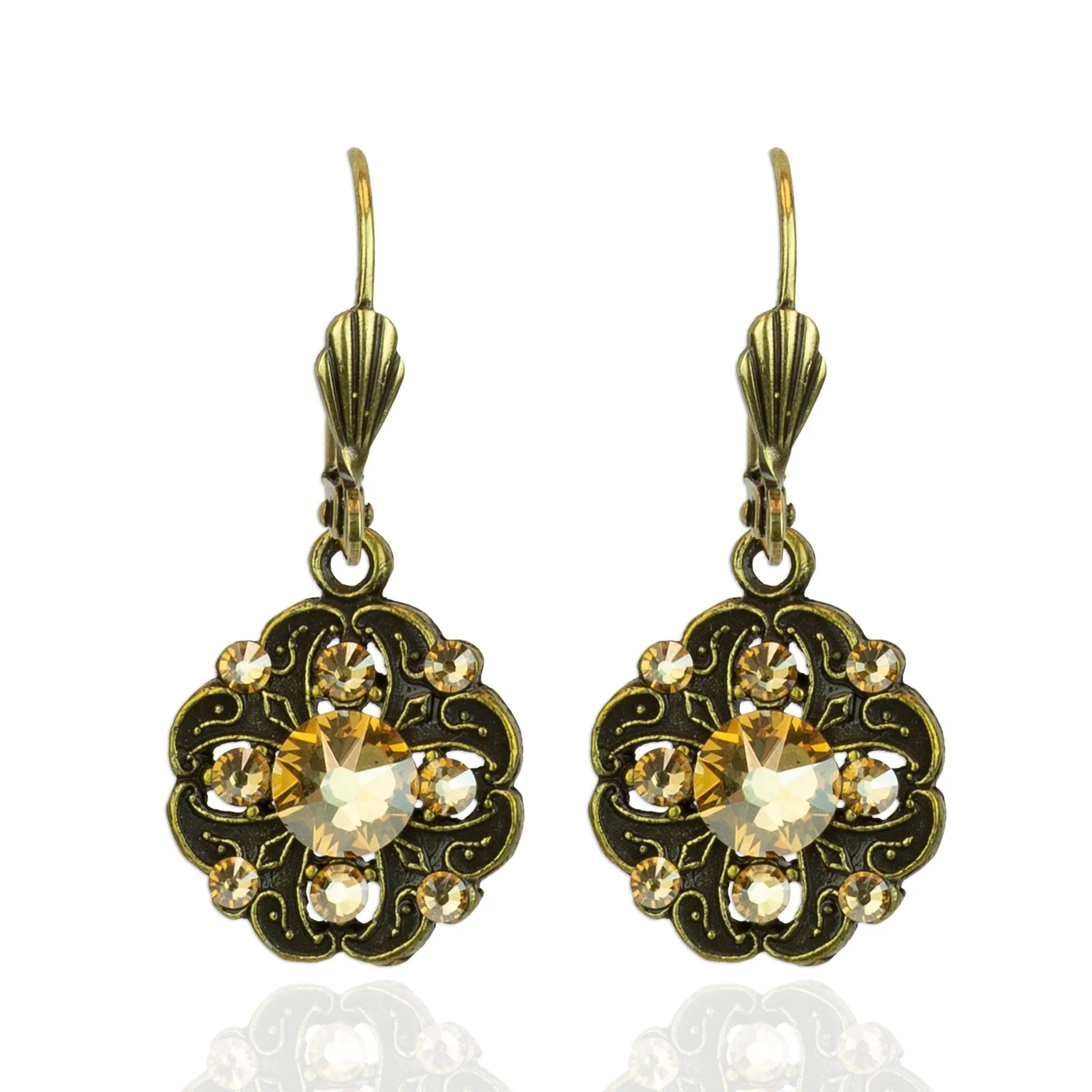 Classic Floral Filigree Goldtone Drop Earrings