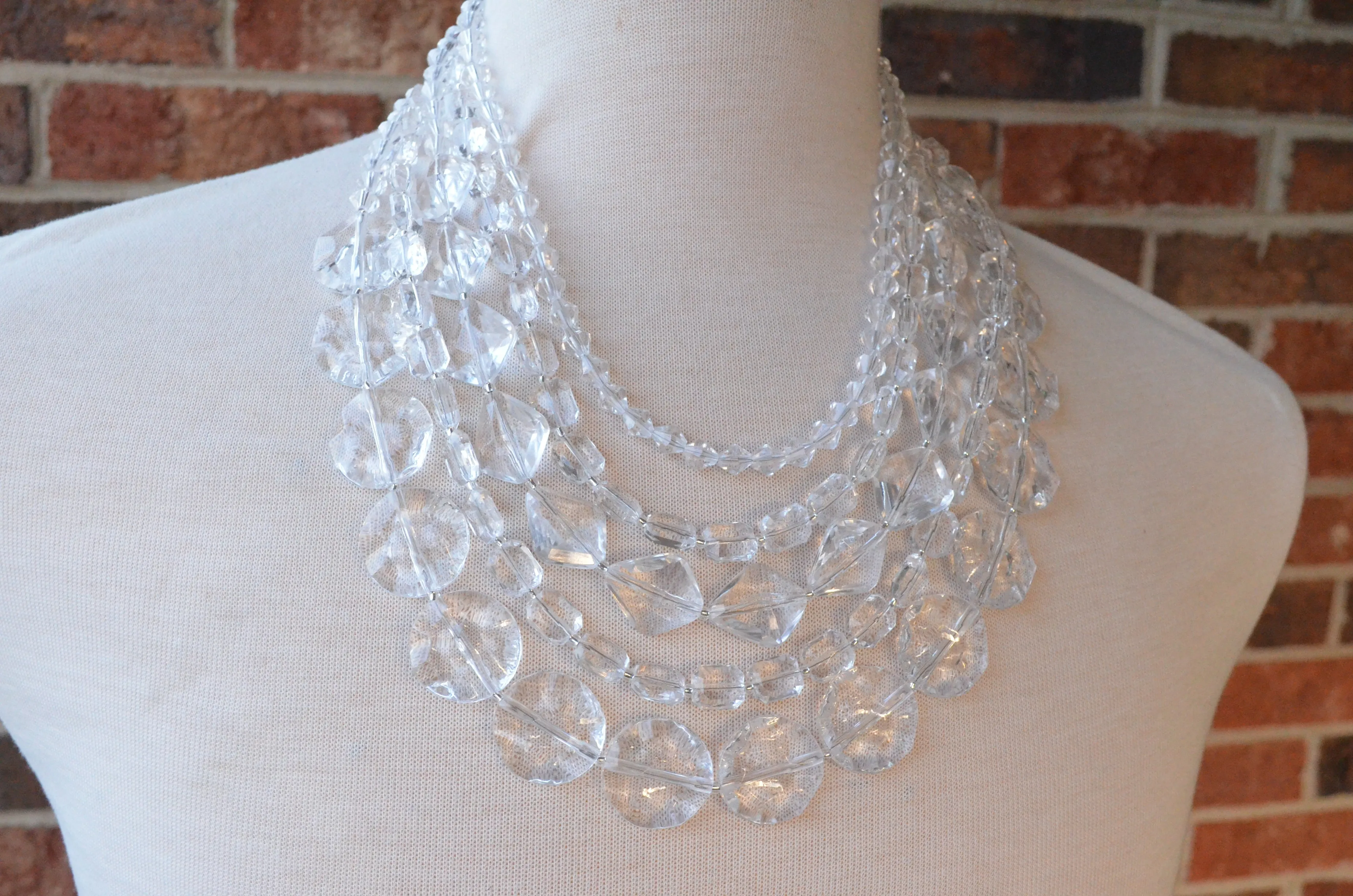 Clear Lucite Acrylic Statement Beaded Chunky Womens Neklace - Warhol