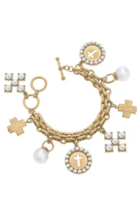 Coin Cross Charm Bracelet