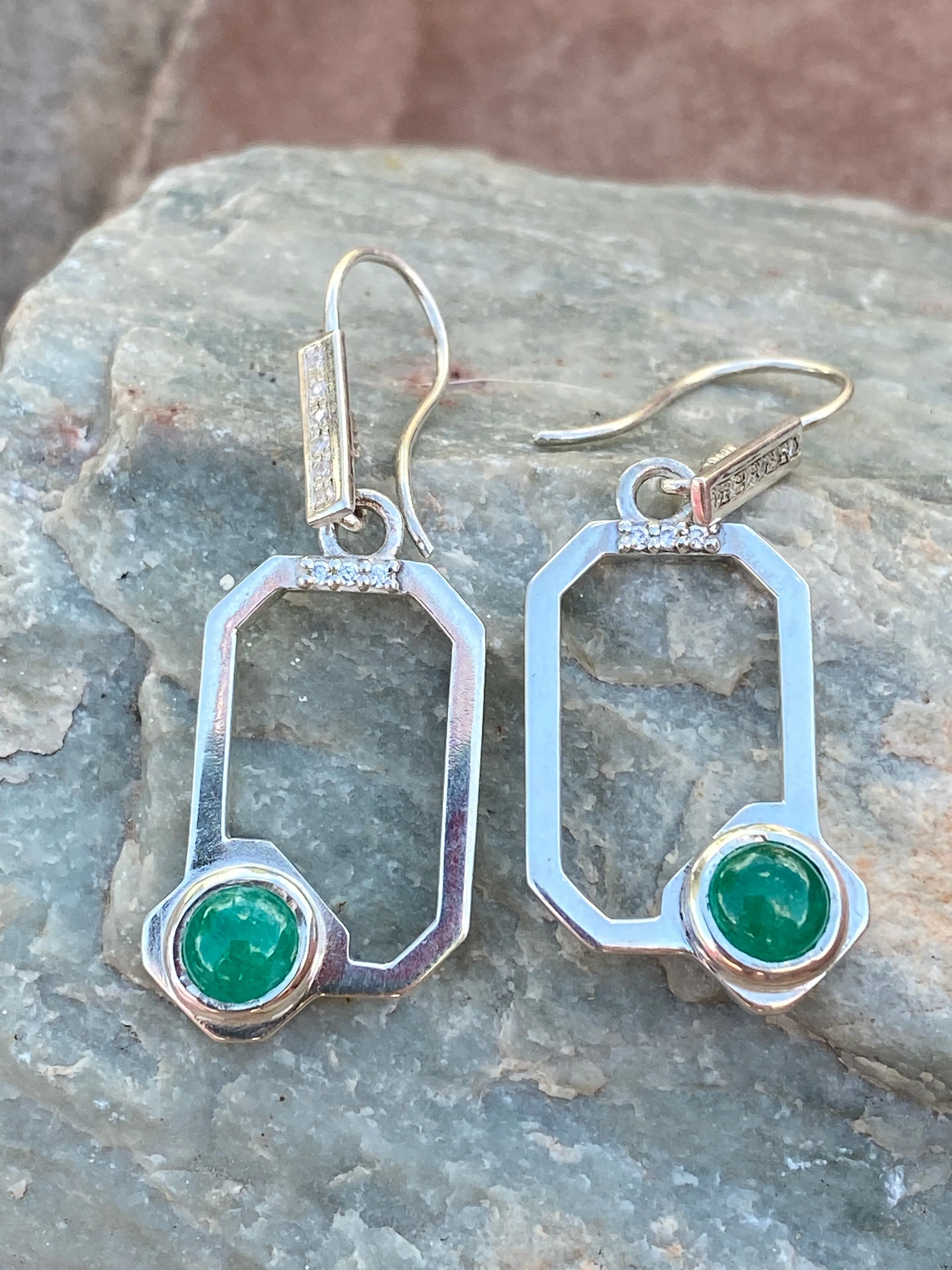 Colombian Emerald Earrings in Sterling Silver dangles 1ct set 4