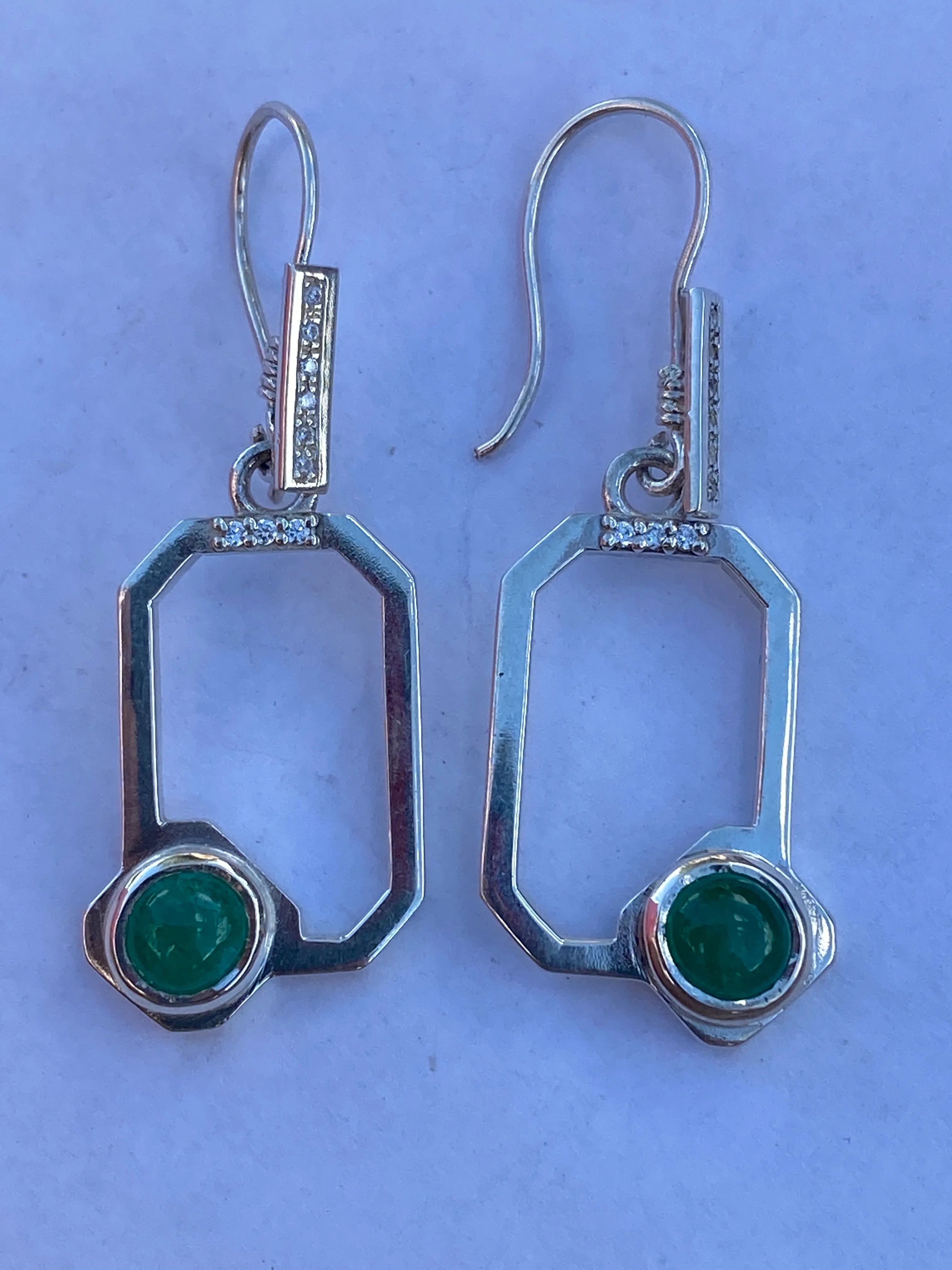 Colombian Emerald Earrings in Sterling Silver dangles 1ct set 4