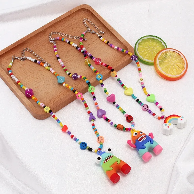 Colourful Cute Monster Necklace