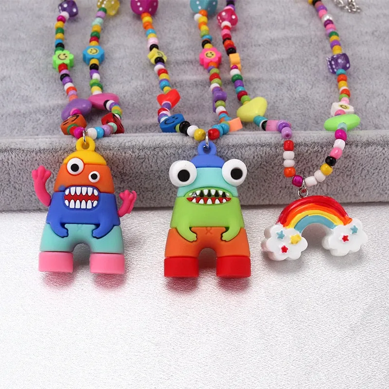 Colourful Cute Monster Necklace