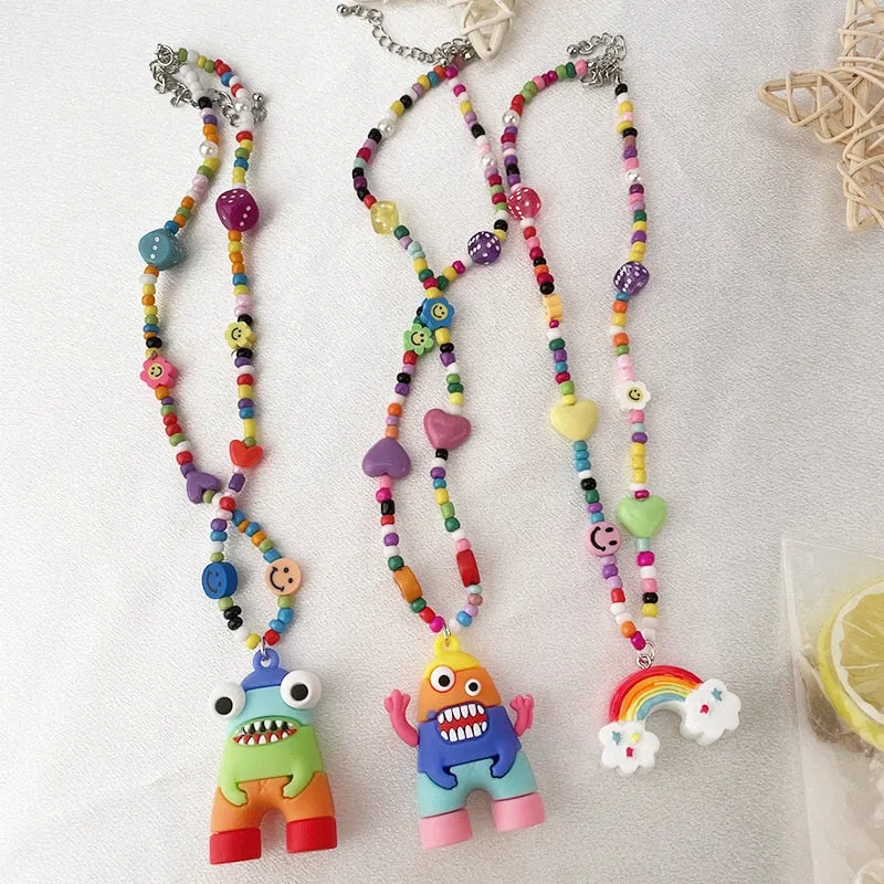 Colourful Cute Monster Necklace