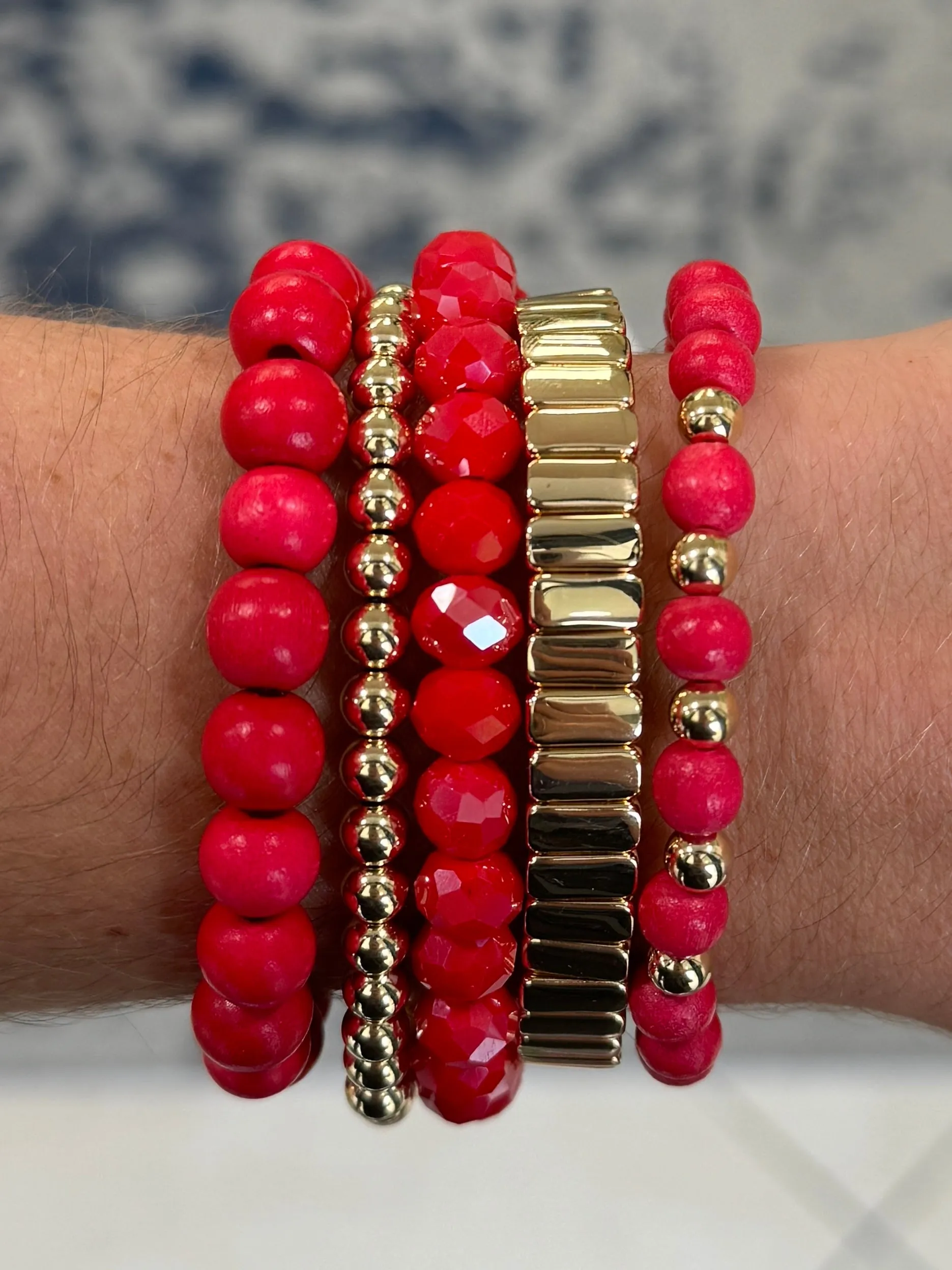 Coral Red Wood 8mm Bracelet