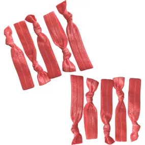 Coral Ribbon Hair Ties - 10