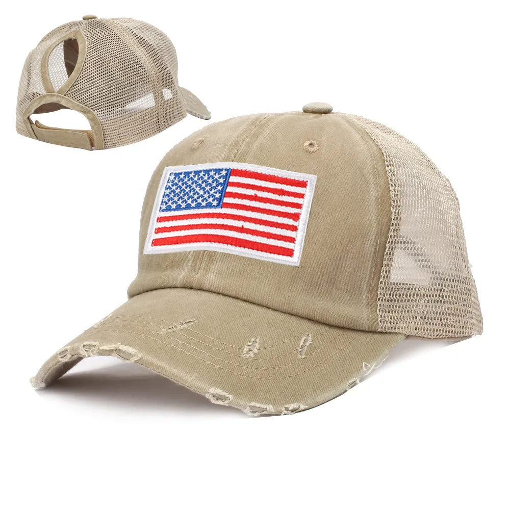 COTTON WASHED INDEPENDENCE DAY FLAG BASEBALL HAT