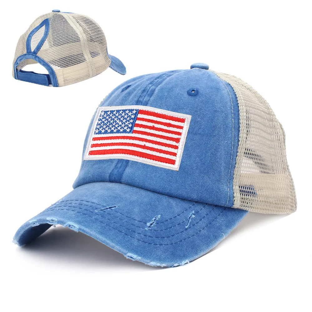 COTTON WASHED INDEPENDENCE DAY FLAG BASEBALL HAT