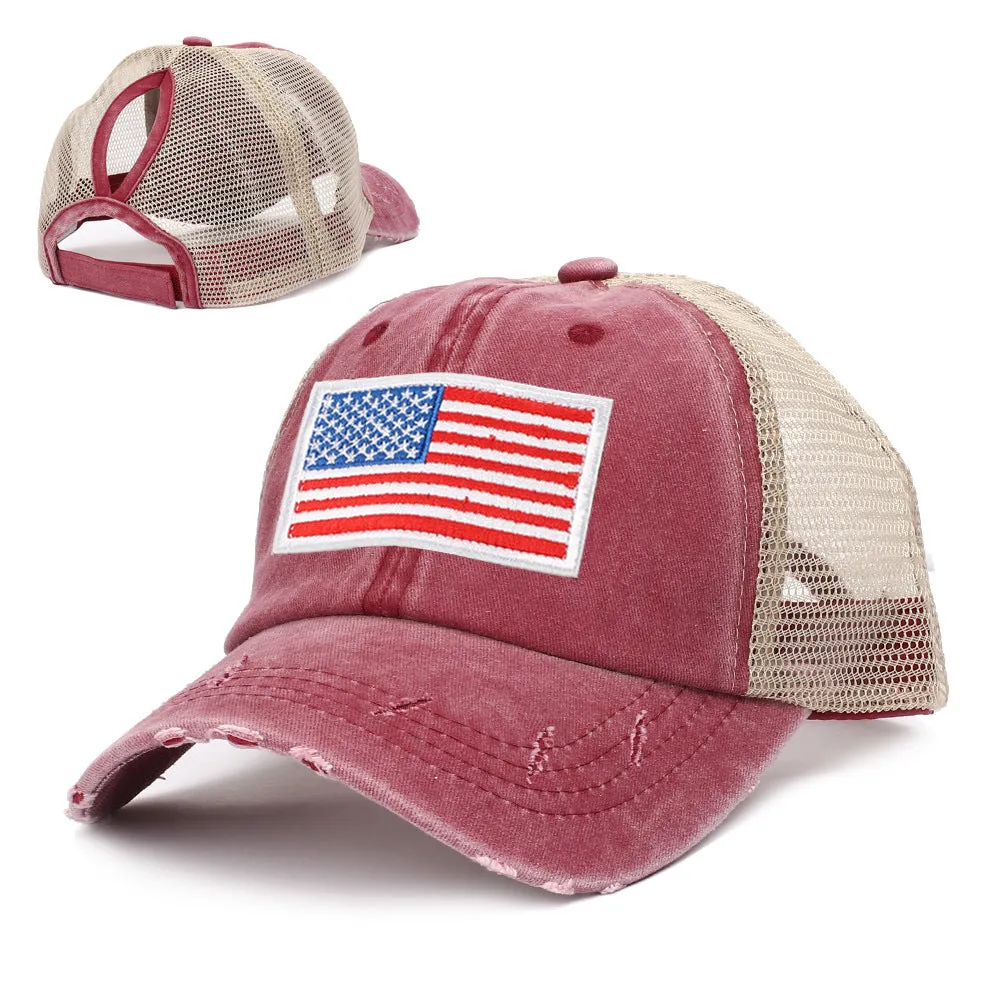 COTTON WASHED INDEPENDENCE DAY FLAG BASEBALL HAT