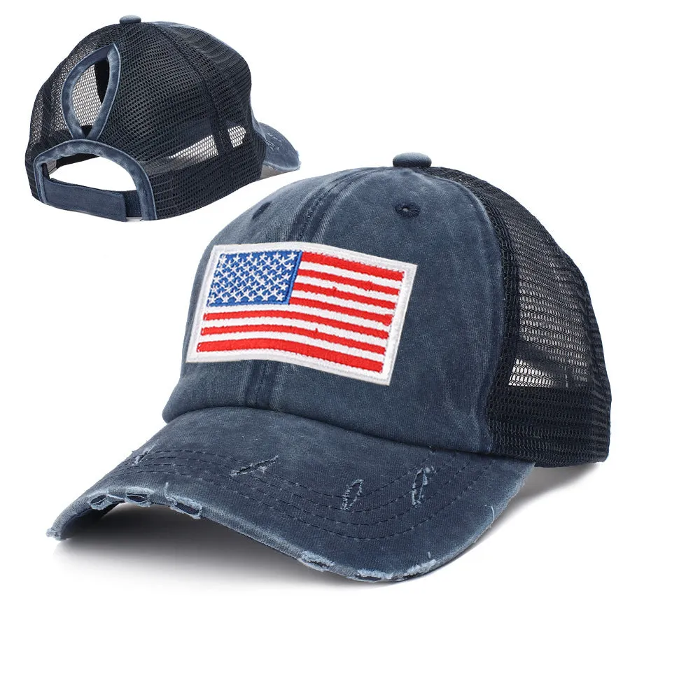 COTTON WASHED INDEPENDENCE DAY FLAG BASEBALL HAT