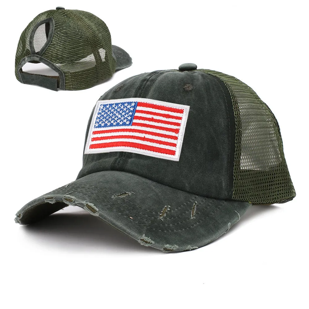 COTTON WASHED INDEPENDENCE DAY FLAG BASEBALL HAT