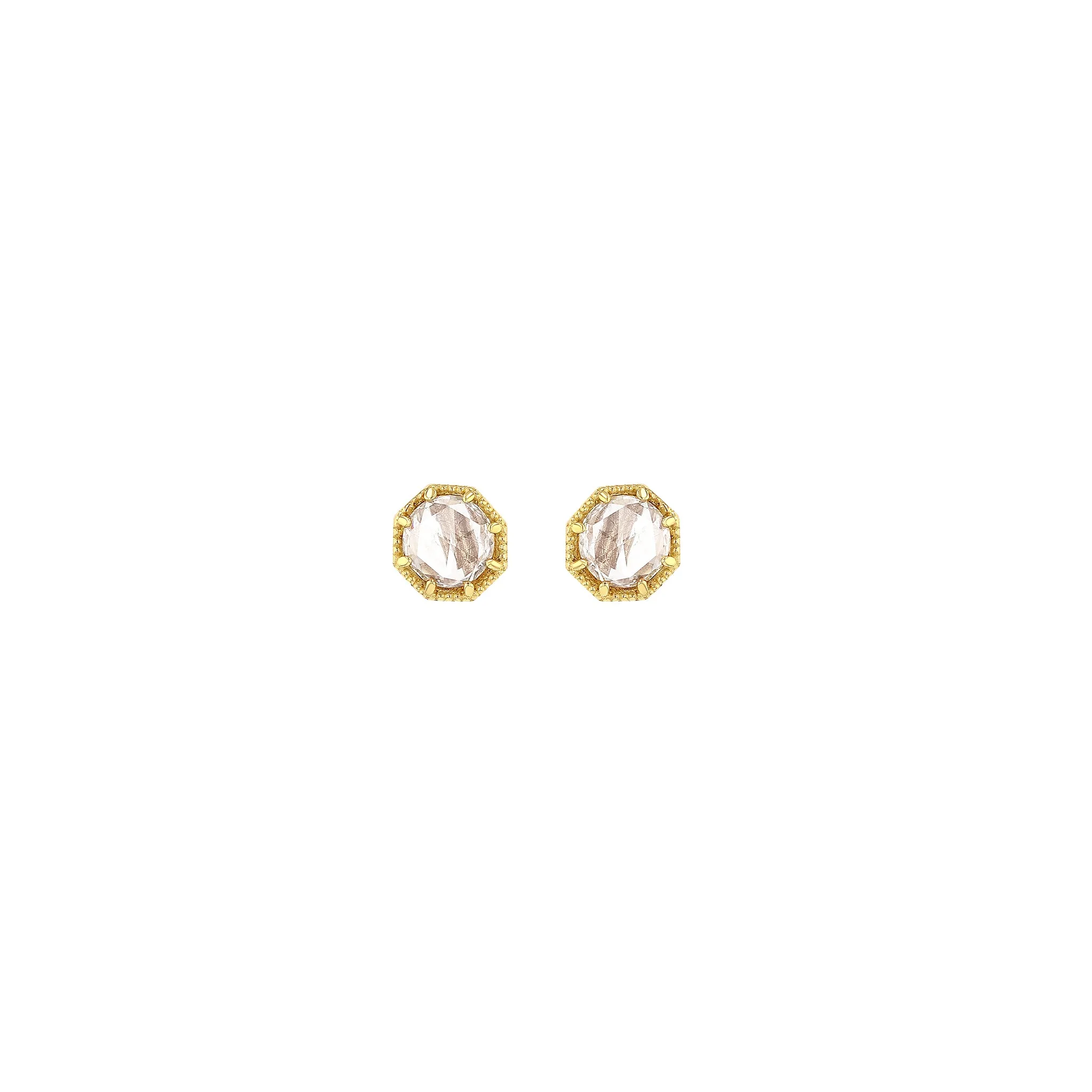 Crown Bezel Diamond Earrings