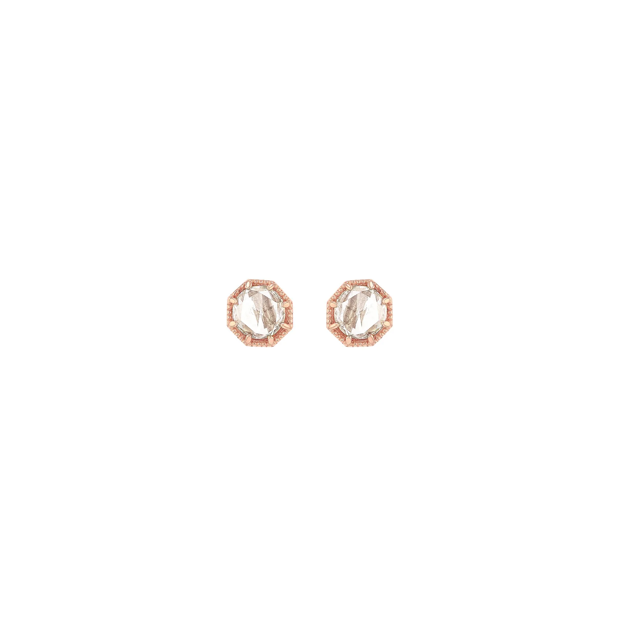 Crown Bezel Diamond Earrings