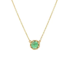 Crown Bezel Emerald Necklace