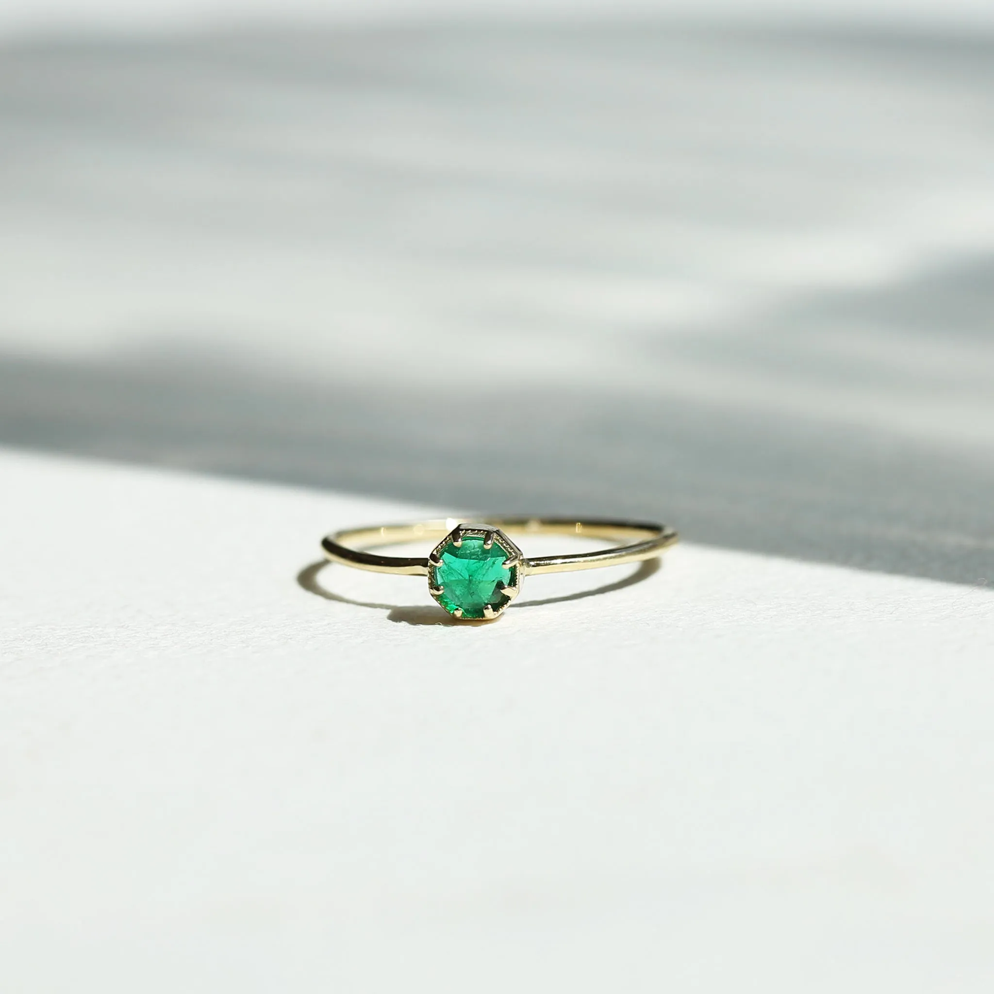 Crown Bezel Emerald Ring