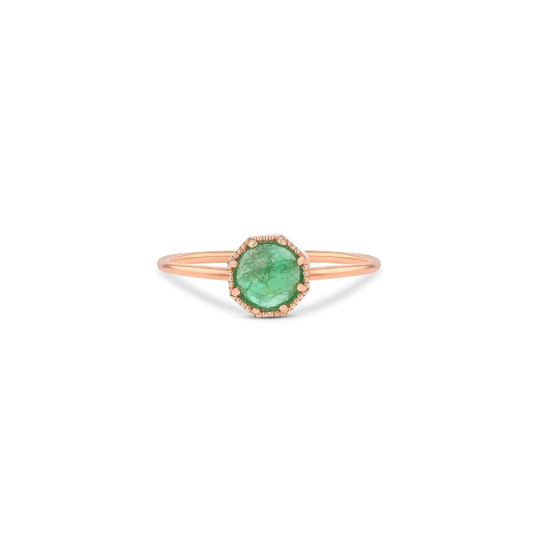 Crown Bezel Emerald Ring