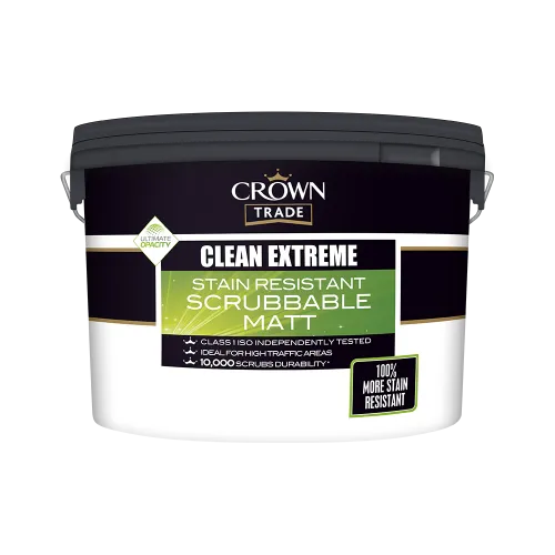 Crown Trade Clean Extreme Stain Resistant Scrubbable Matt 5ltr White