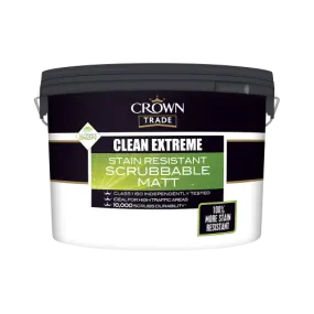 Crown Trade Clean Extreme Stain Resistant Scrubbable Matt 5ltr White