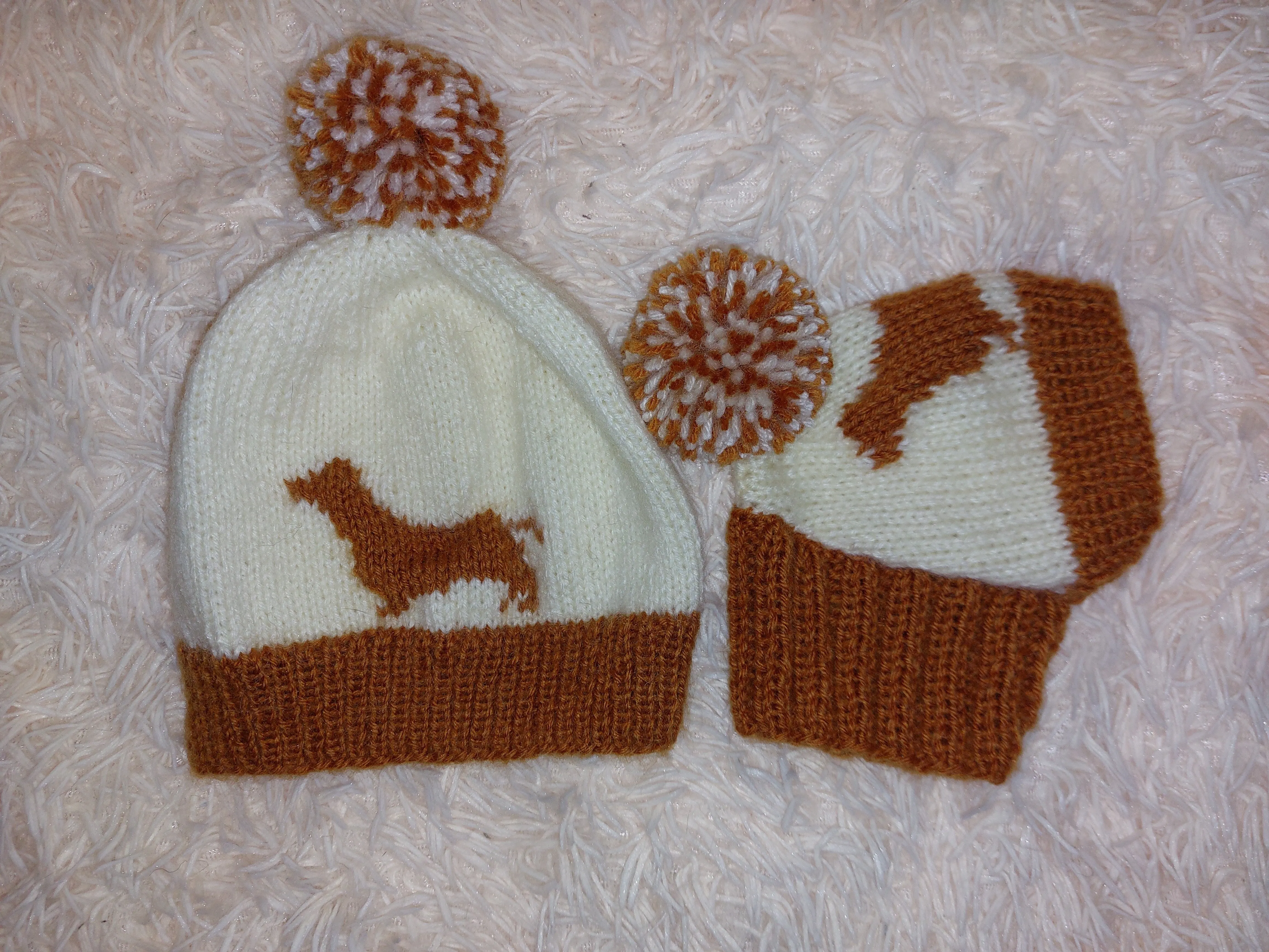 Dachshund pet beanies with matching owner's beanies, dachshund and me beanies, mum and pet beanies