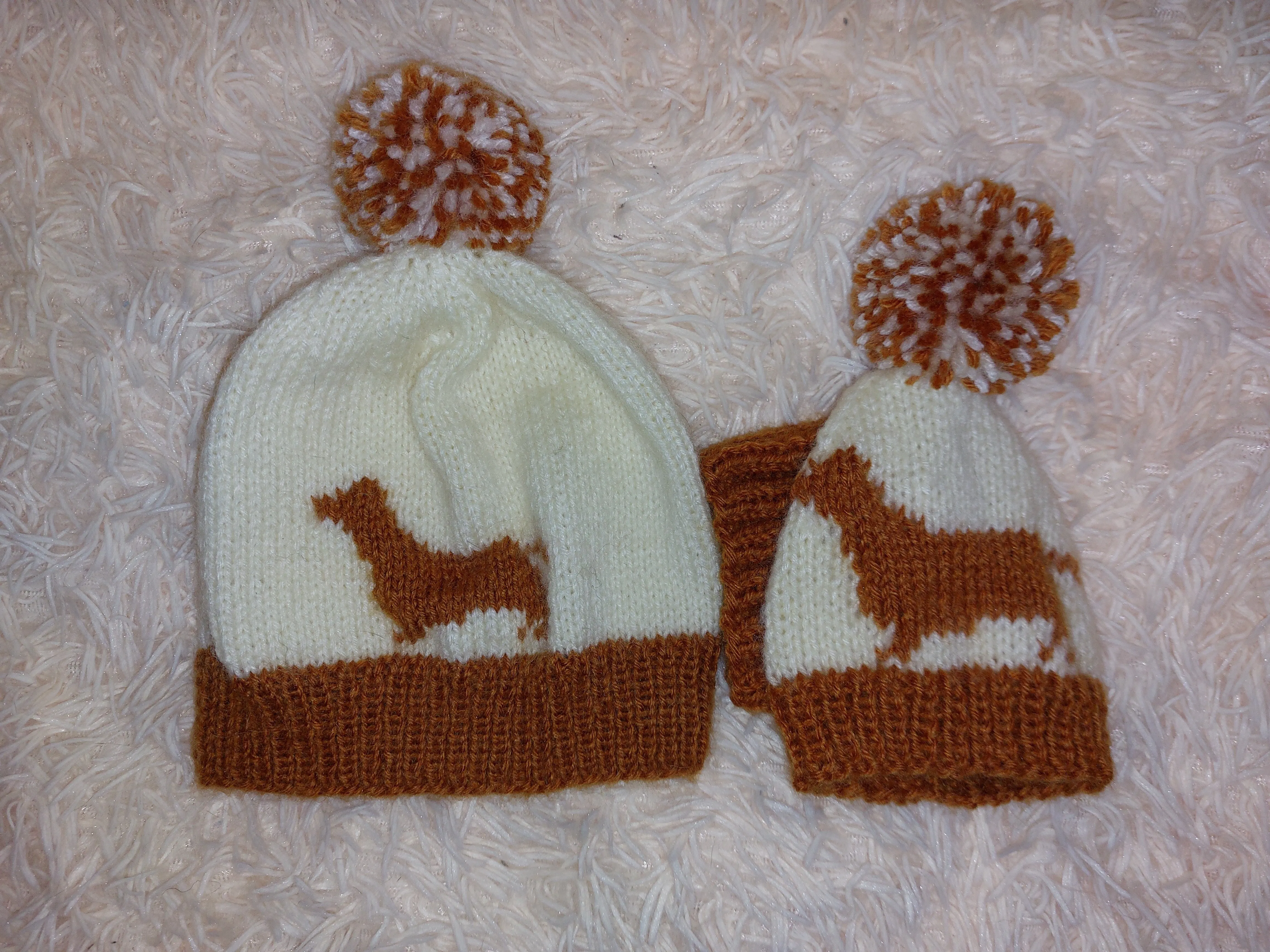 Dachshund pet beanies with matching owner's beanies, dachshund and me beanies, mum and pet beanies