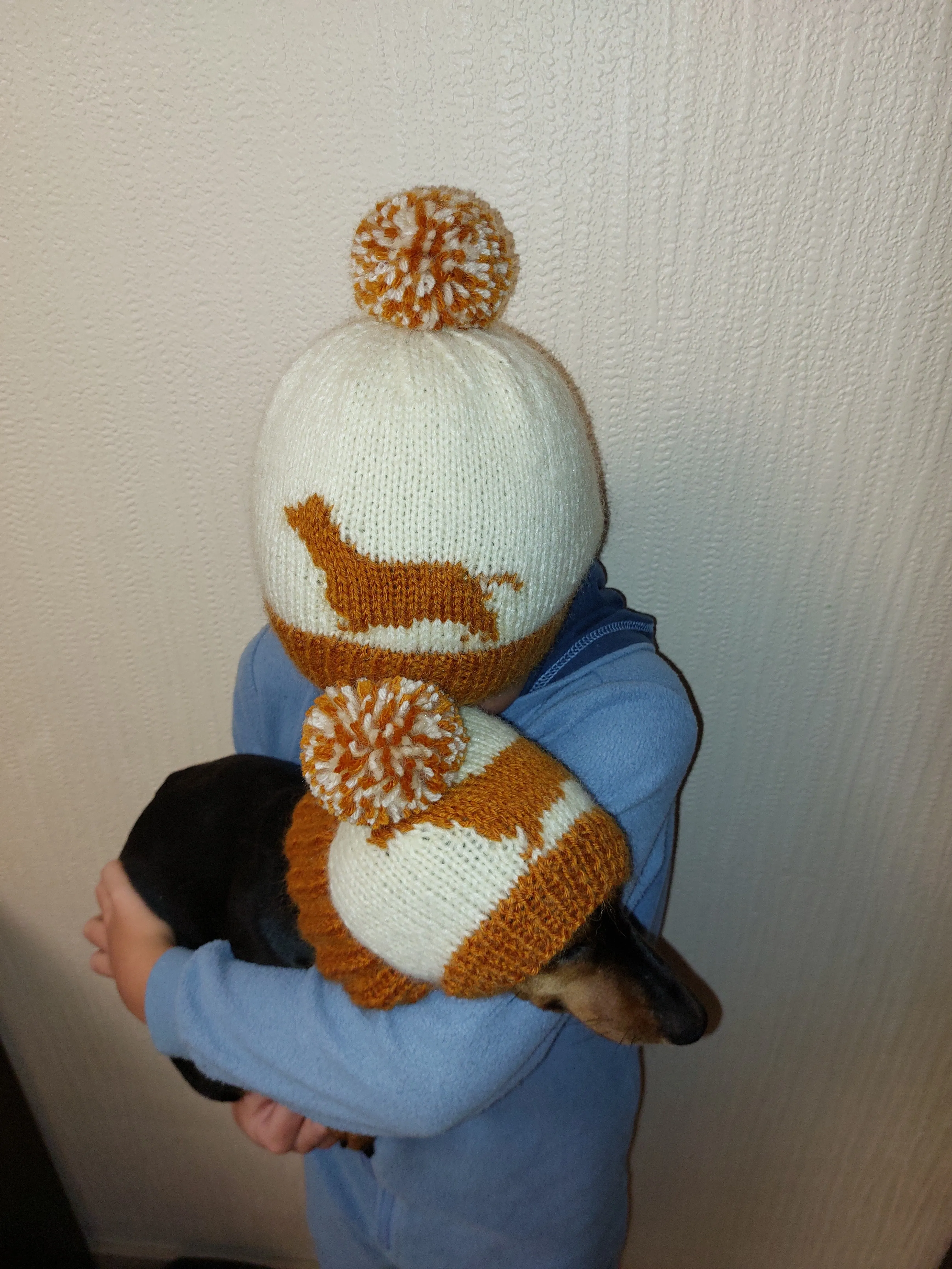 Dachshund pet beanies with matching owner's beanies, dachshund and me beanies, mum and pet beanies