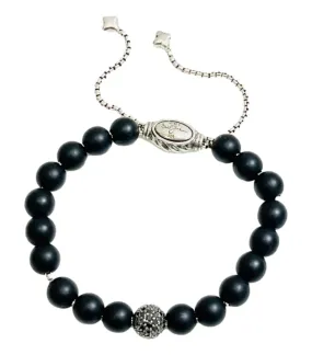 David Yurman Onyx & Diamond Beaded Bracelet