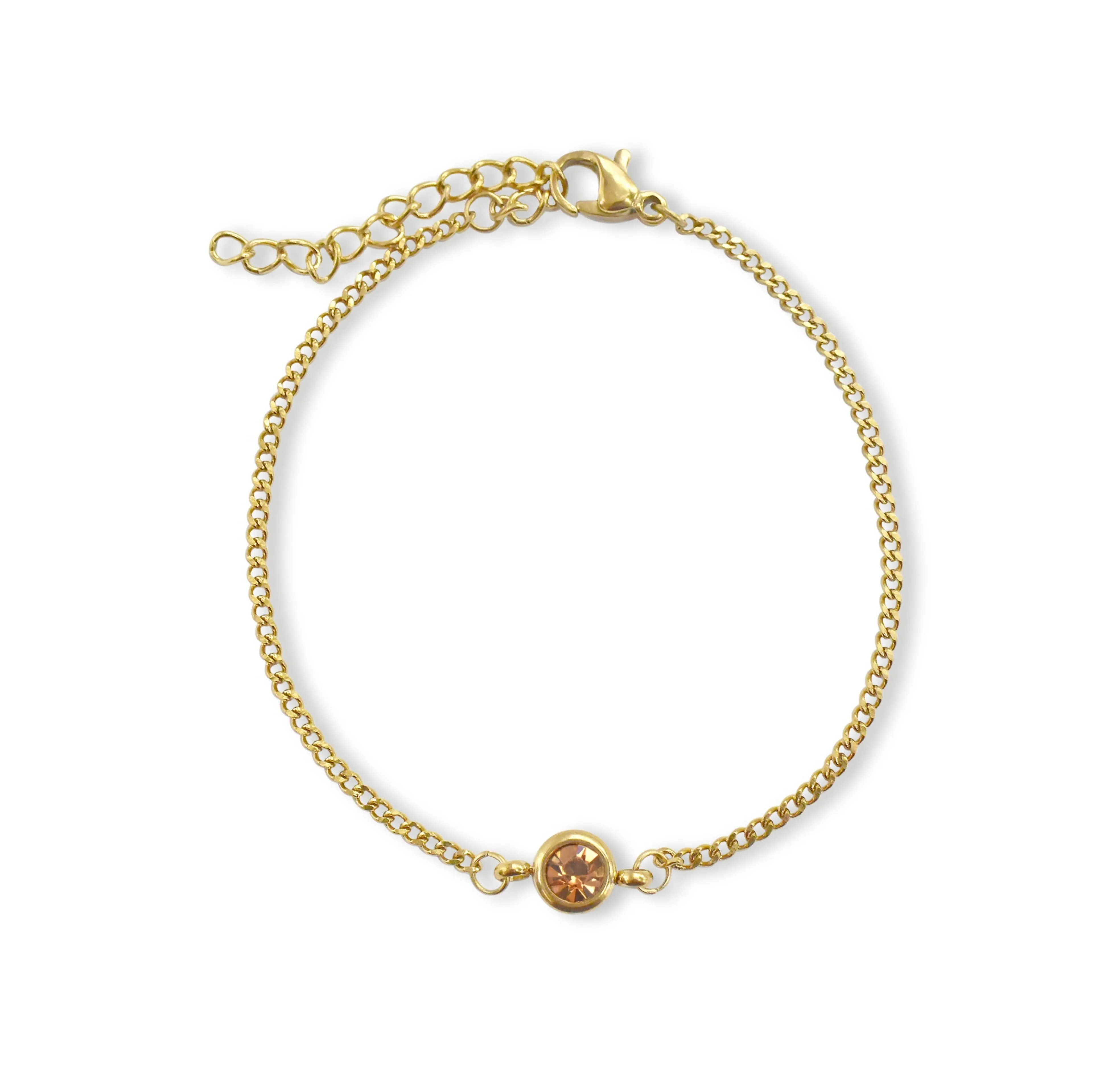 DELILAH GOLD DAINTY CITRINE BIRTHSTONE BRACELET - NOVEMBER