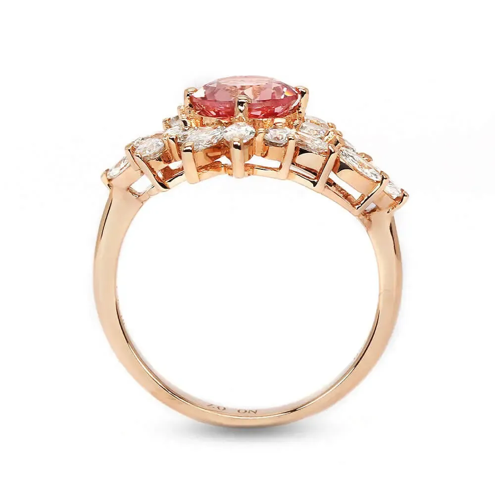 Delilah Pink Lab Grown Sapphire with Lab Grown Diamonds Ring in 18K gold