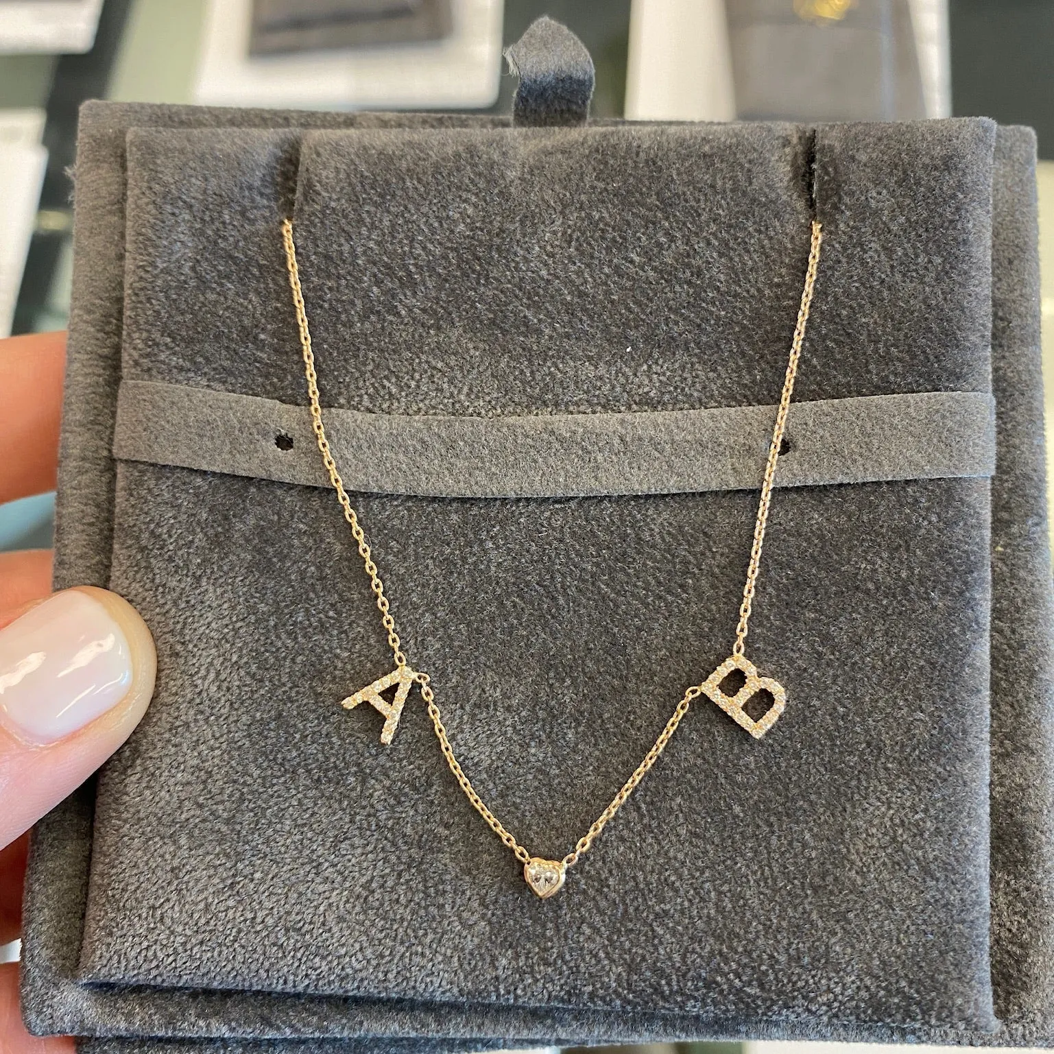 Diamond Couple's Initials and Charm Necklace