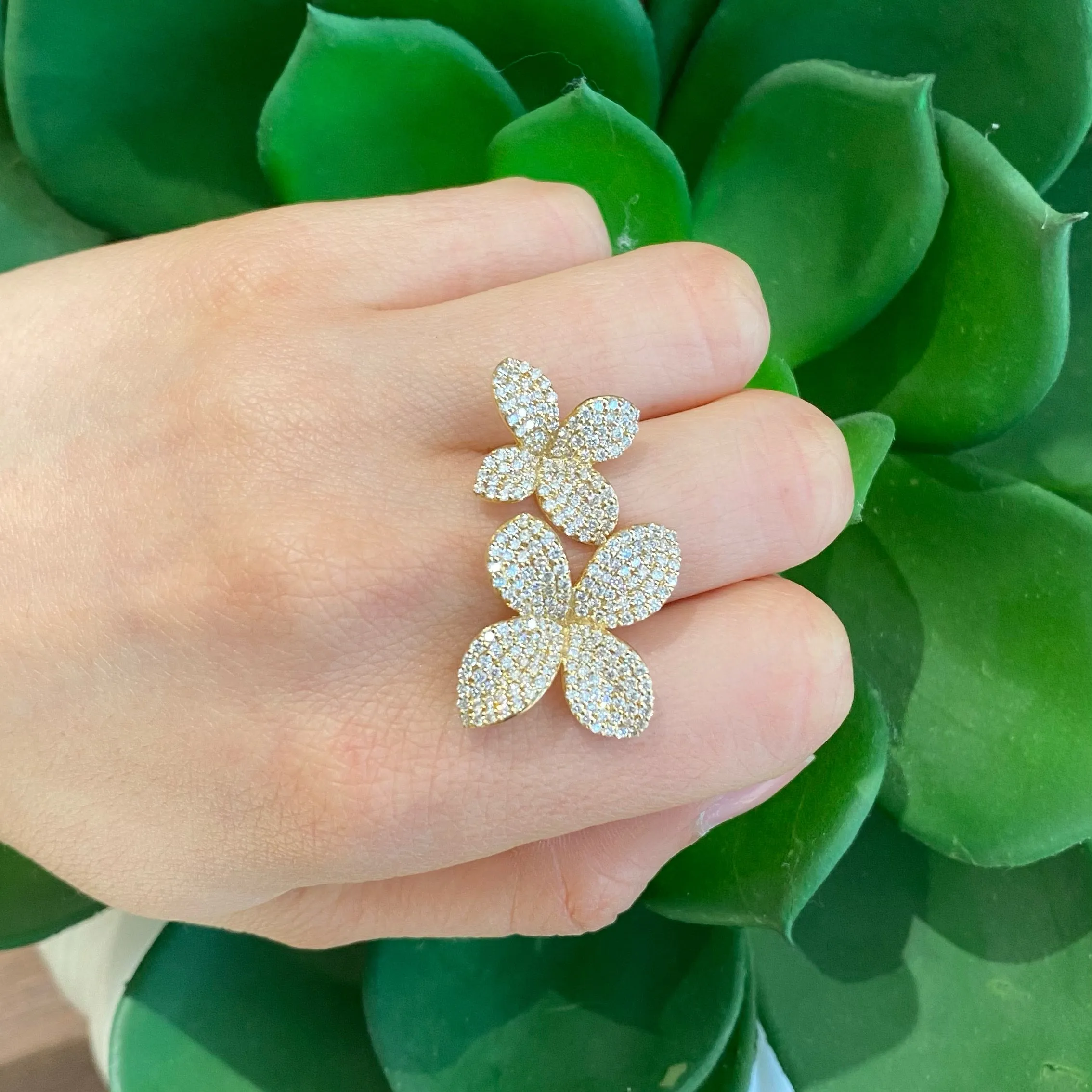 Diamond Flower Duo Ring