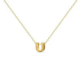 Diamond Letter Necklace "U" - 18 karat gold vermeil on sterling silver, diamond 0.01 carat