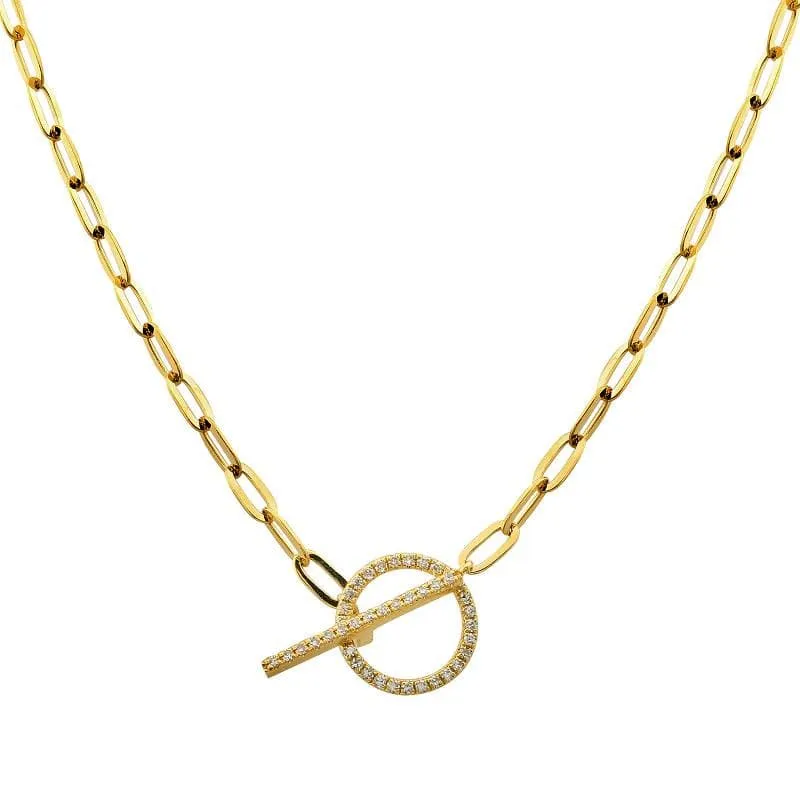 Diamond Toggle Oval Link Chain Necklace